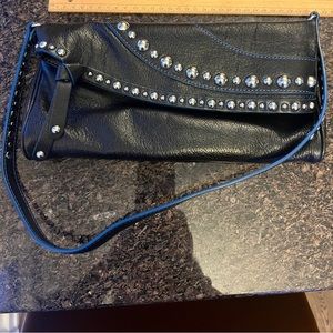MAXX New York black leather clutch/shoulder purse